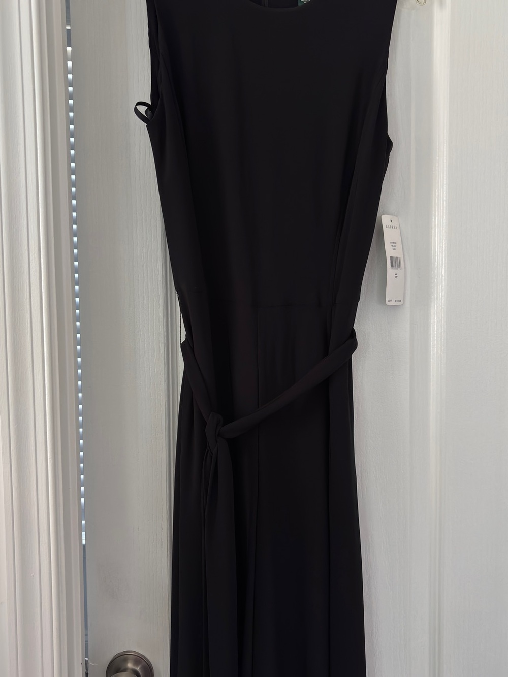 Ralph Lauren Black Sleeveless Maxi Dress with Self-Tie Waist